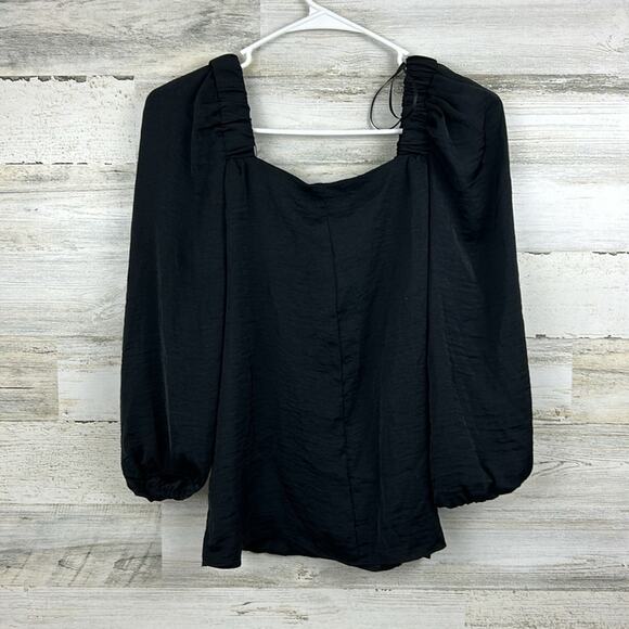 Vince Camuto Women’s XS Black Off-the-Shoulder Long Sleeve Blouse NEW - Picture 2 of 5